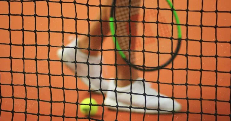 Professional tennis match action shot