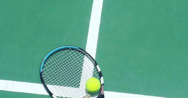 Professional tennis match action shot